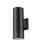 120W Incandescent 2-Light 12.75in. Outdoor Wall Sconce in Black / Frosted Glass 