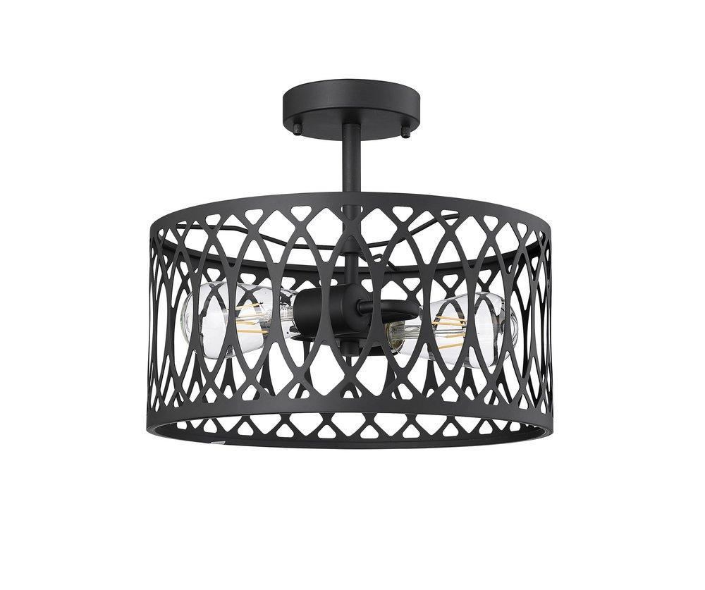1-Light Semi-Flush Mount Ceiling Light in Matte Black 
