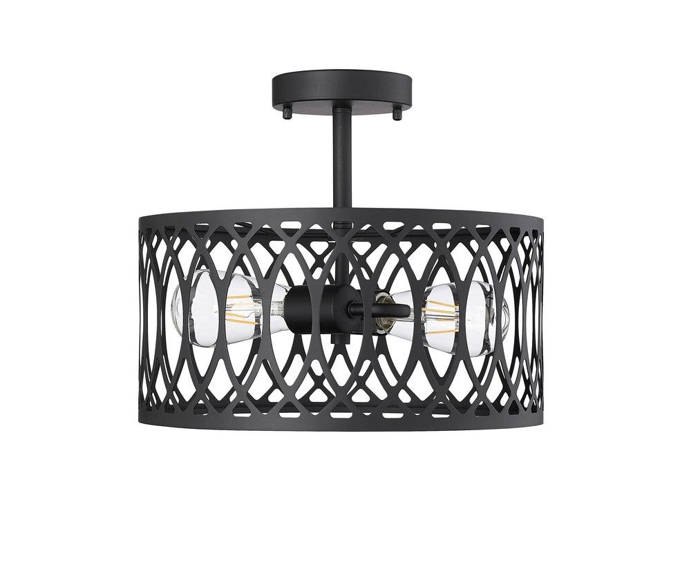 1-Light Semi-Flush Mount Ceiling Light in Matte Black 