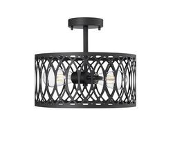 1-Light Semi-Flush Mount Ceiling Light in Matte Black