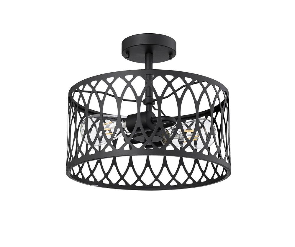 1-Light Semi-Flush Mount Ceiling Light in Matte Black 