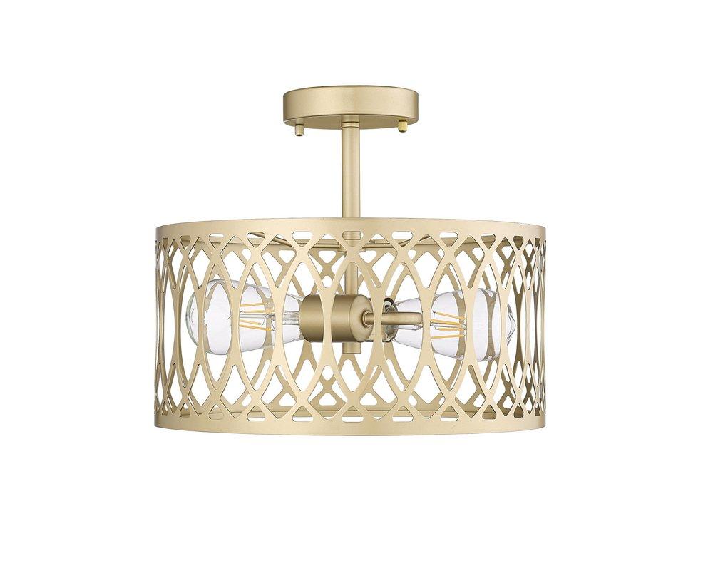 1-Light Semi-Flush Mount Ceiling Light in Painted Modern Gold 