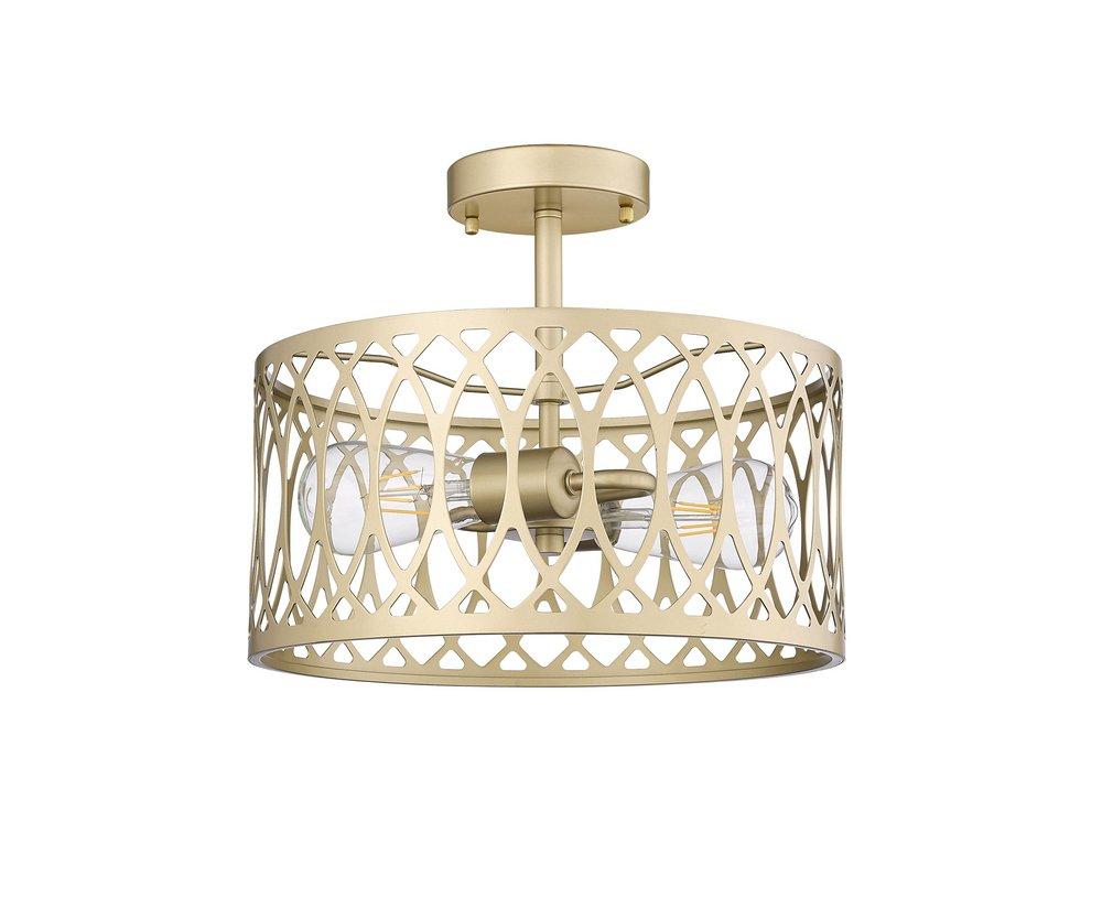 1-Light Semi-Flush Mount Ceiling Light in Painted Modern Gold 