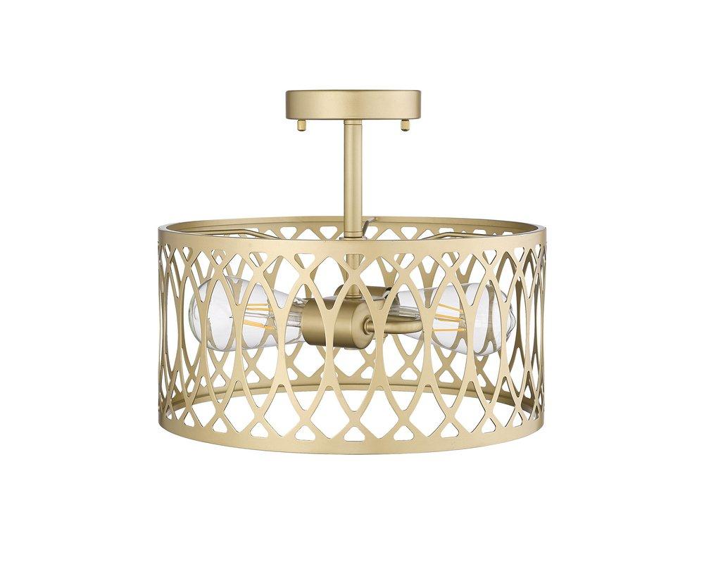 1-Light Semi-Flush Mount Ceiling Light in Painted Modern Gold 