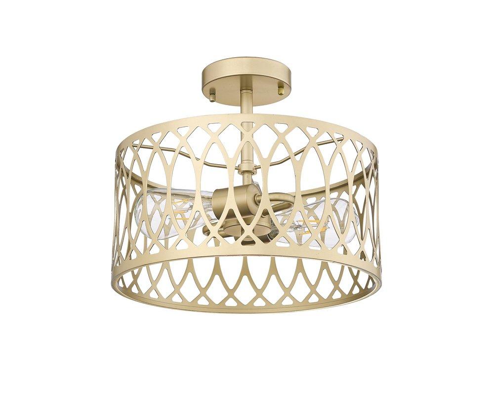 1-Light Semi-Flush Mount Ceiling Light in Painted Modern Gold 