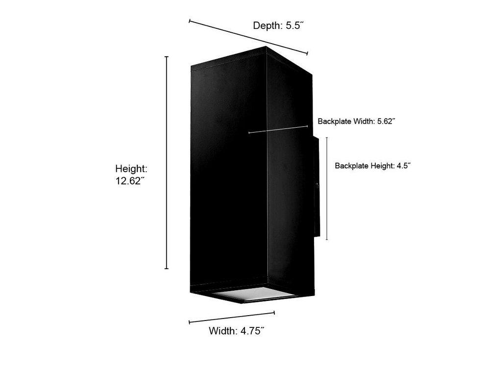 2-Light Outdoor Wall Sconce in Powder Coated Black 