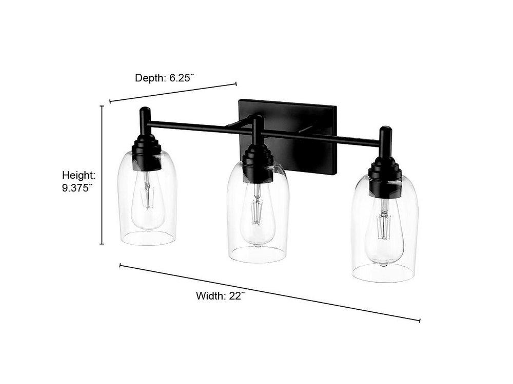 3-Light Vanity Fixture in Matte Black 