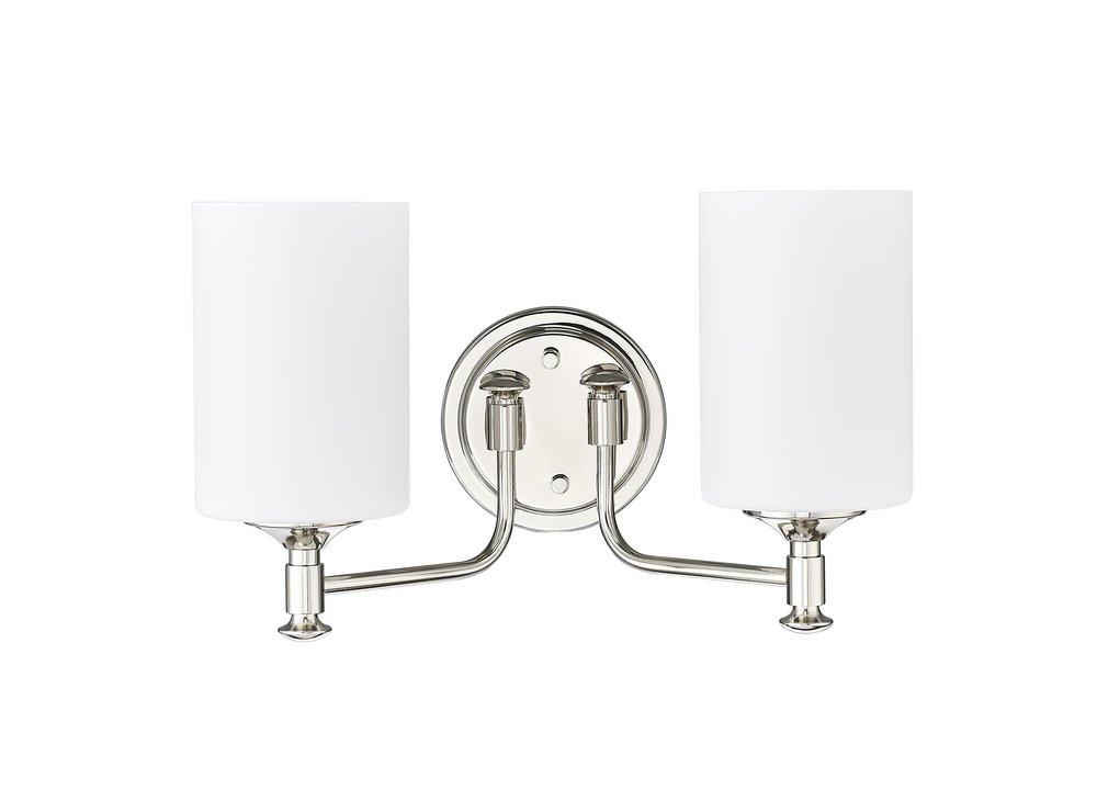 2-Light Vanity Fixture in Polished Nickel 