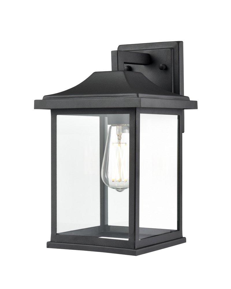 1-Light Outdoor Wall Sconce in Textured Black 