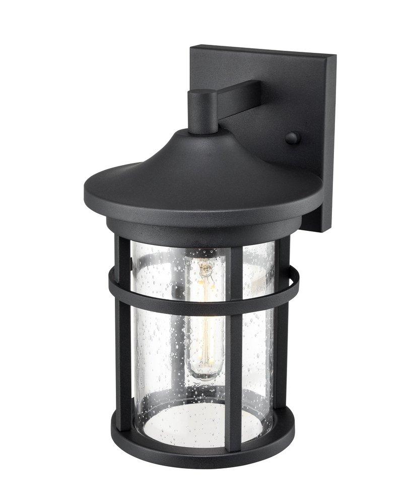 1-Light Outdoor Wall Sconce in Textured Black 