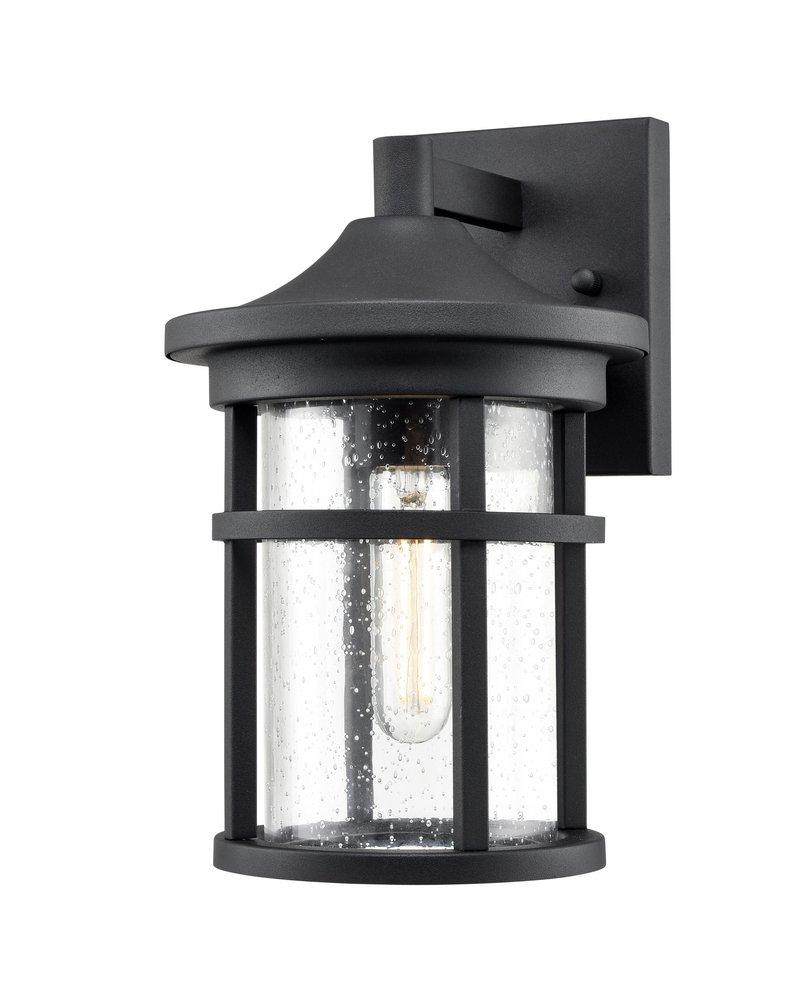 1-Light Outdoor Wall Sconce in Textured Black 