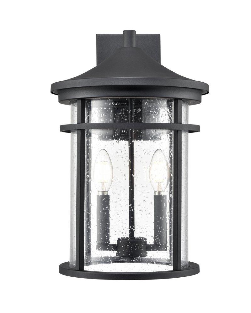 2-Light Outdoor Wall Sconce in Textured Black 