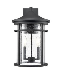 2-Light Outdoor Wall Sconce in Textured Black