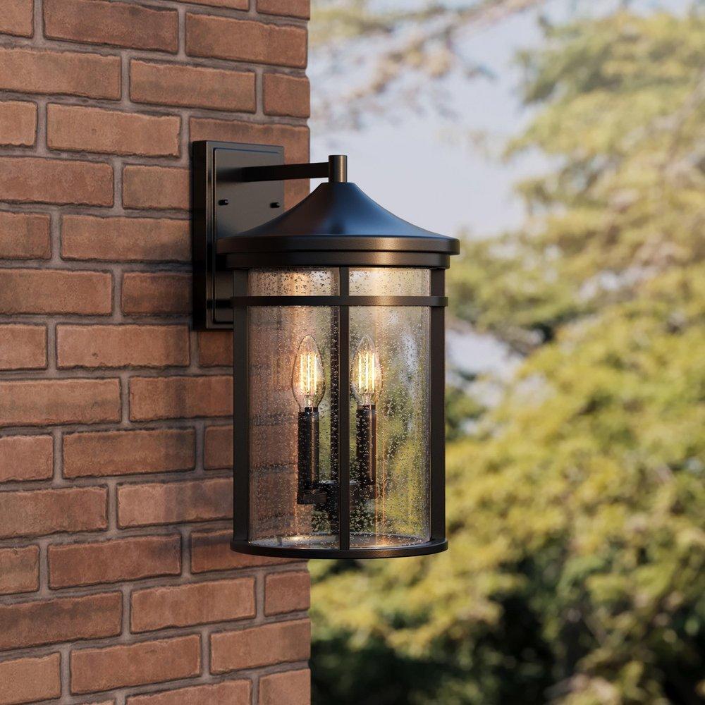 2-Light Outdoor Wall Sconce in Textured Black 