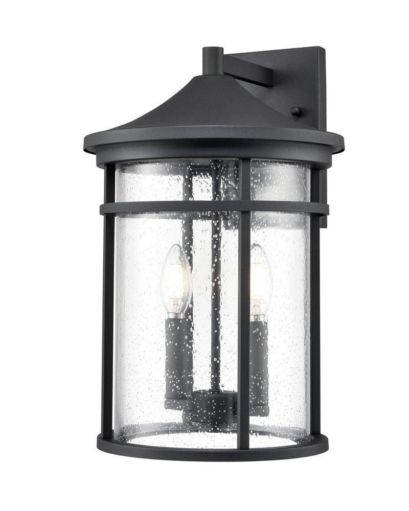 2-Light Outdoor Wall Sconce in Textured Black 