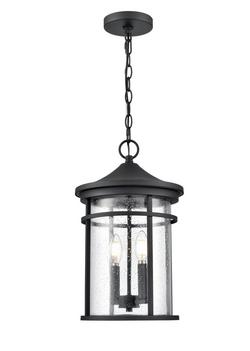 2-Light Outdoor Hanging Lantern in Textured Black