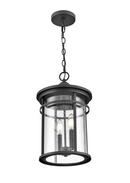 2-Light Outdoor Hanging Lantern in Textured Black 