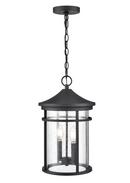 2-Light Outdoor Hanging Lantern in Textured Black 