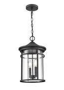 2-Light Outdoor Hanging Lantern in Textured Black 