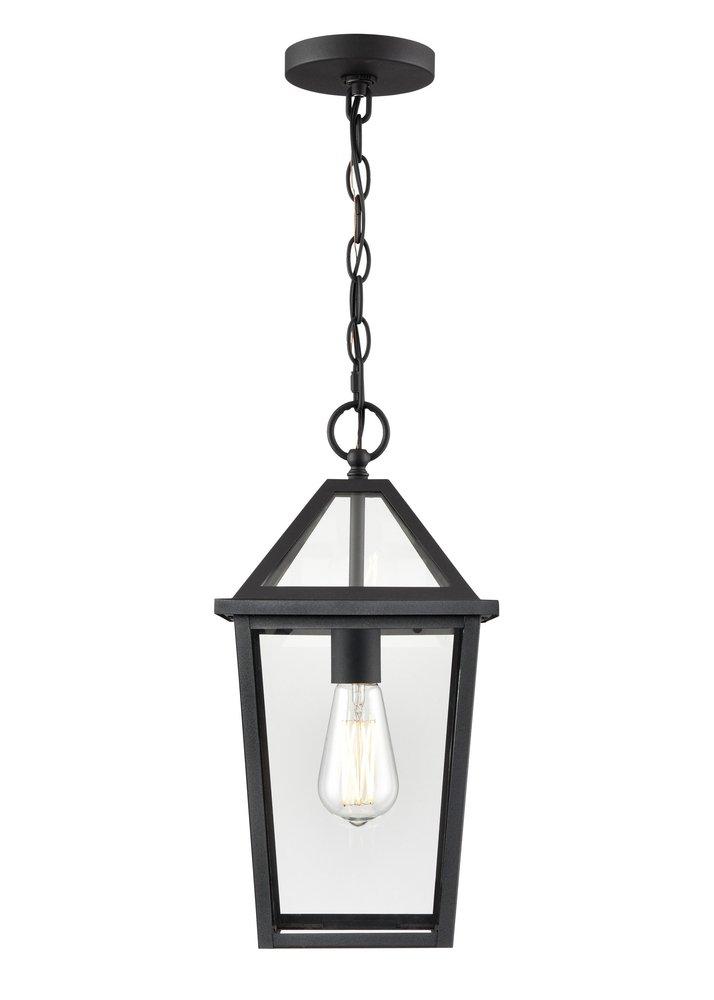1-Light Outdoor Hanging Lantern in Textured Black 