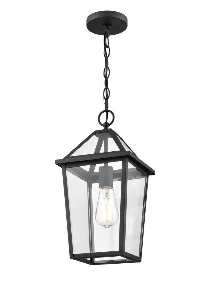 1-Light Outdoor Hanging Lantern in Textured Black 
