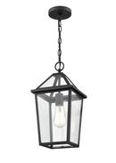 1-Light Outdoor Hanging Lantern in Textured Black 
