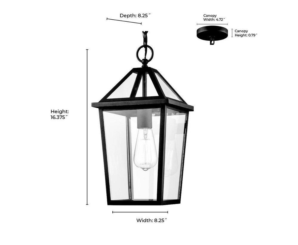 1-Light Outdoor Hanging Lantern in Textured Black 