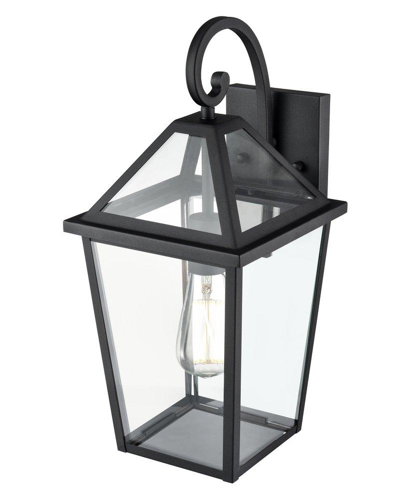100W Incandescent 1-Light 17.5in. Outdoor Wall Lantern in Black / Clear Glass 