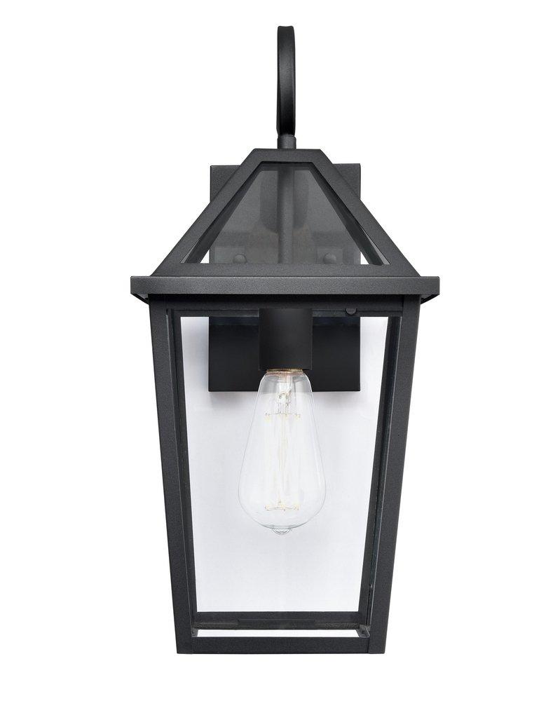 100W Incandescent 1-Light 17.5in. Outdoor Wall Lantern in Black / Clear Glass 