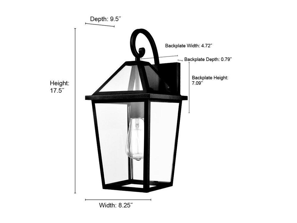 1-Light Outdoor Wall Lantern in Black 
