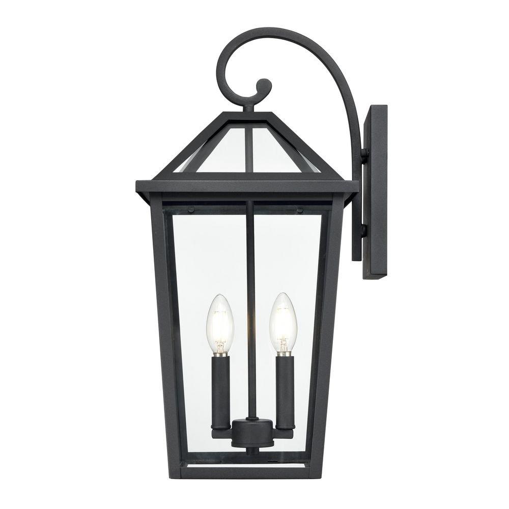 2-Light Outdoor Wall Sconce in Textured Black 