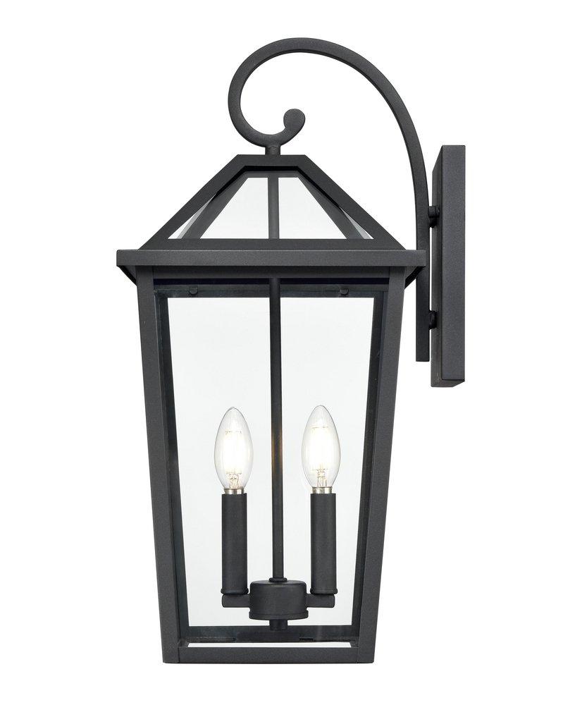 2-Light Outdoor Wall Sconce in Textured Black 