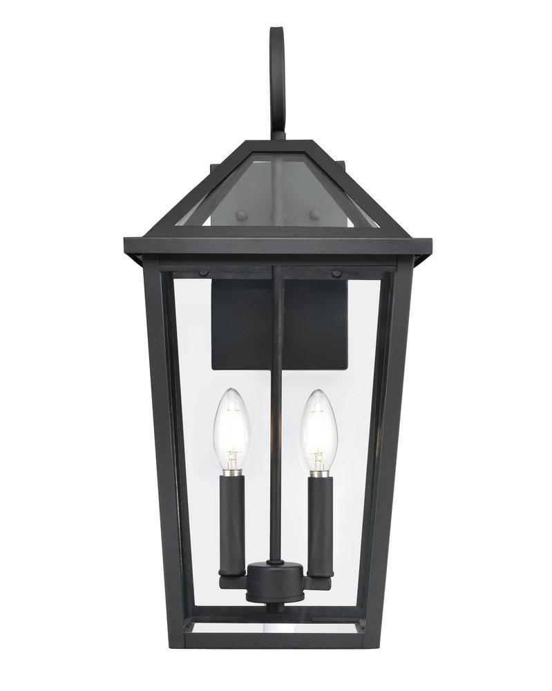 2-Light Outdoor Wall Sconce in Textured Black 