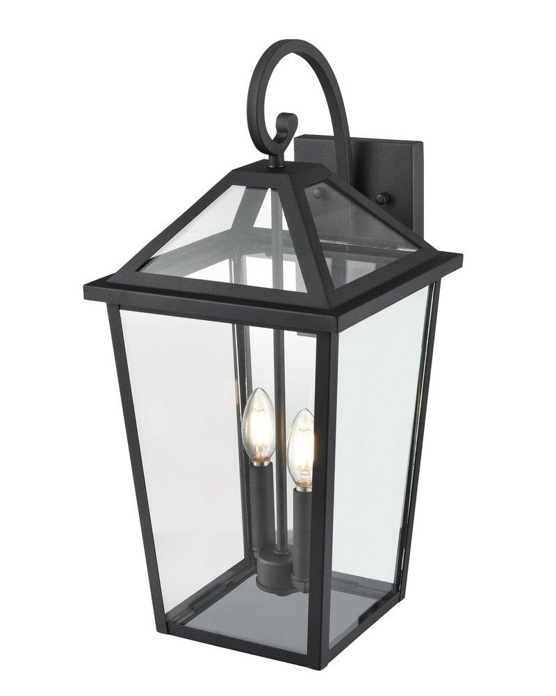 2-Light Outdoor Wall Sconce in Textured Black 