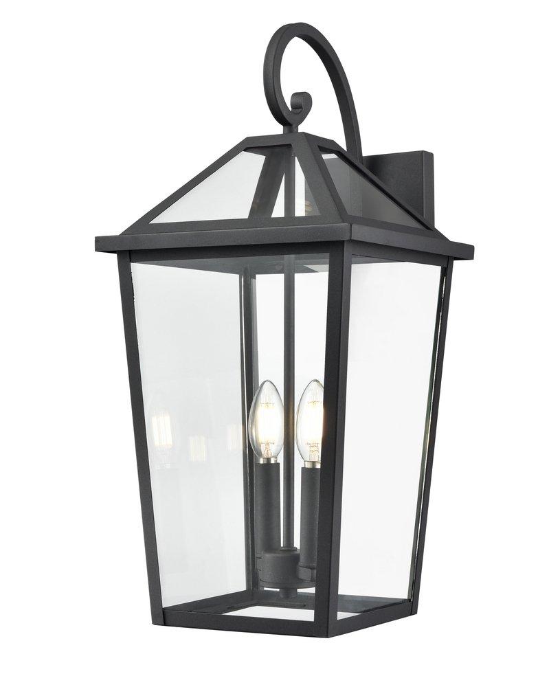 2-Light Outdoor Wall Sconce in Textured Black 