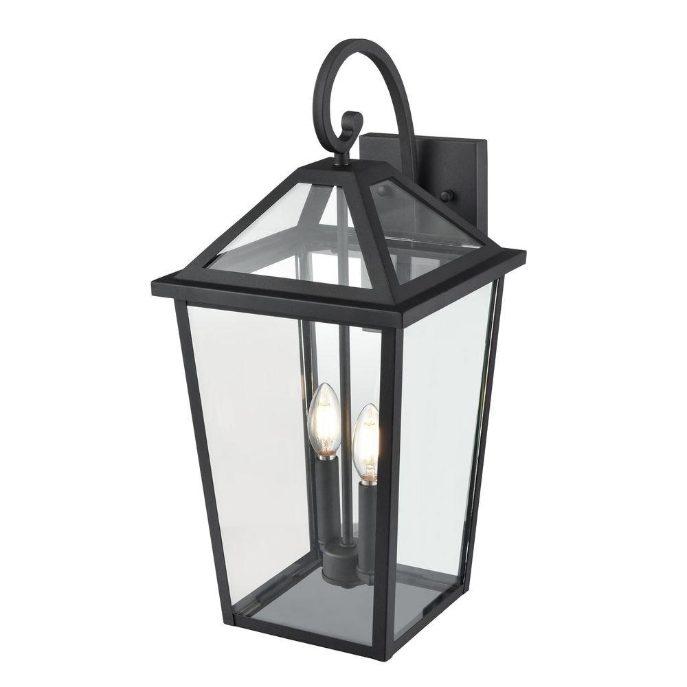 2-Light Outdoor Wall Sconce in Textured Black 