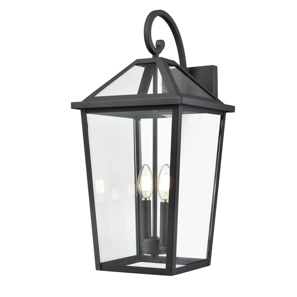 2-Light Outdoor Wall Sconce in Textured Black 
