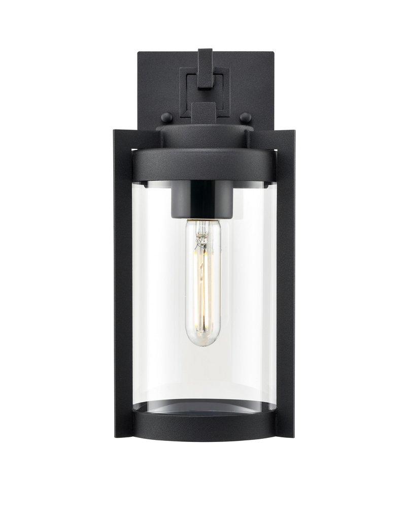 1-Light Outdoor Wall Sconce in Textured Black 