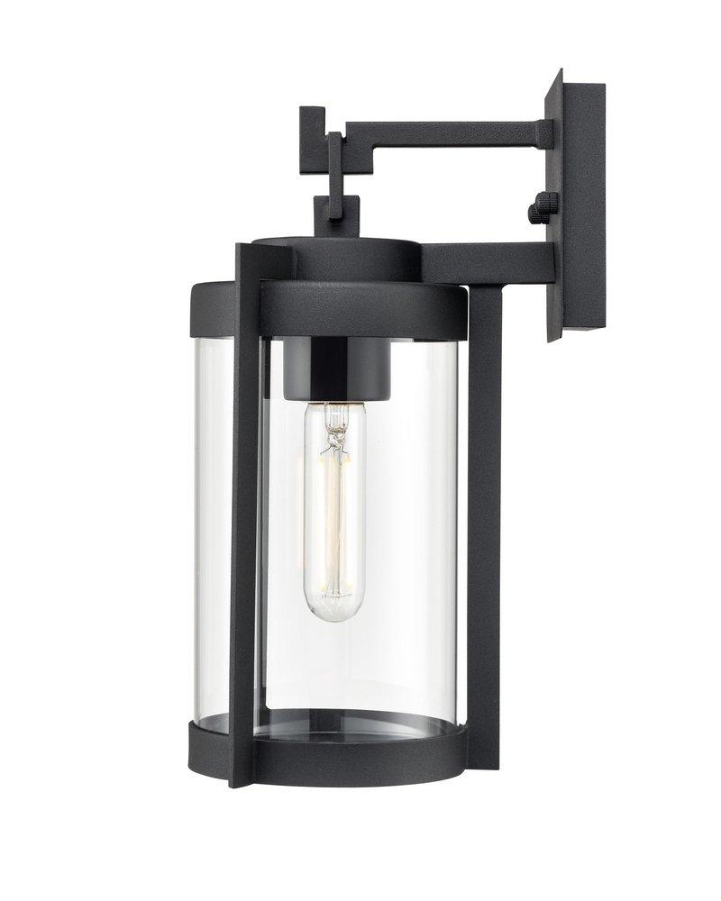 1-Light Outdoor Wall Sconce in Textured Black 