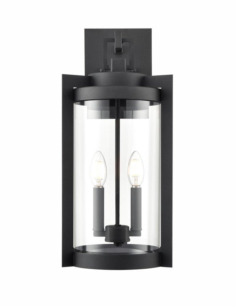 2-Light Outdoor Wall Sconce in Textured Black 