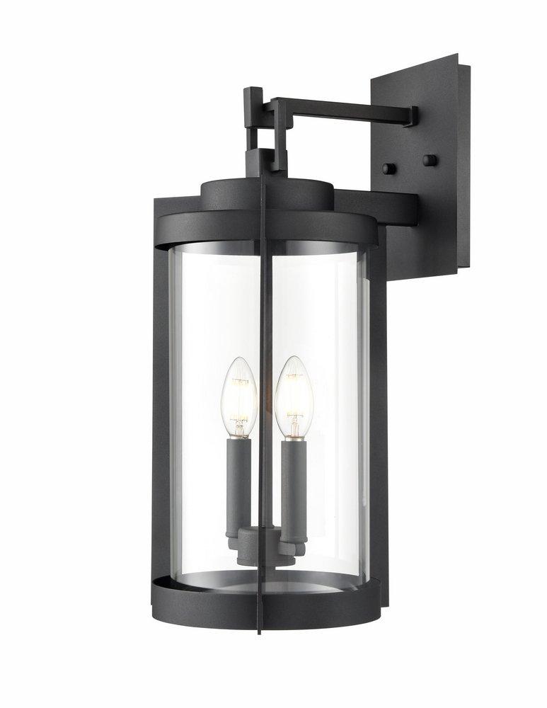 2-Light Outdoor Wall Sconce in Textured Black 