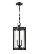 2-Light Outdoor Hanging Lantern in Textured Black 