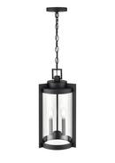 2-Light Outdoor Hanging Lantern in Textured Black 