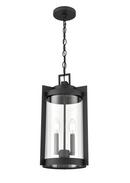 2-Light Outdoor Hanging Lantern in Textured Black 
