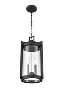 2-Light Outdoor Hanging Lantern in Textured Black 