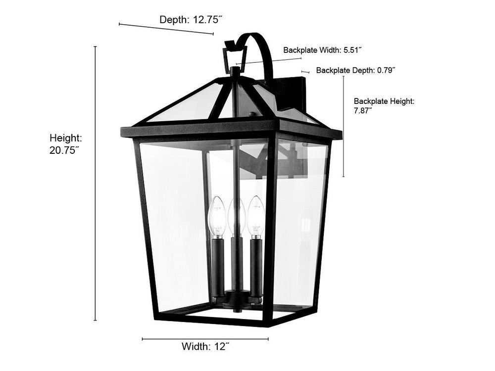 3-Light Outdoor Wall Sconce in Textured Black 
