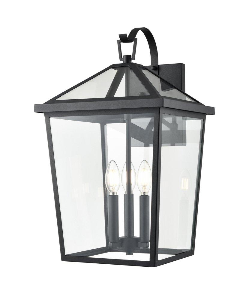 3-Light Outdoor Wall Sconce in Textured Black 