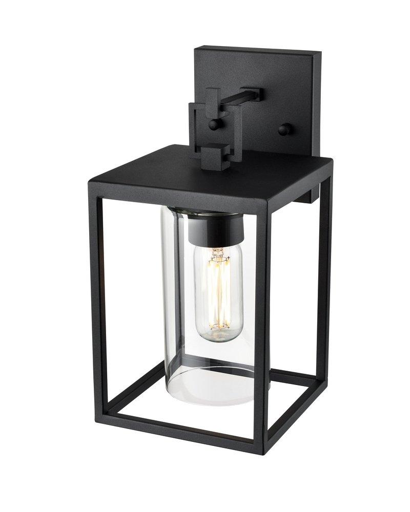 1-Light Outdoor Wall Sconce in Textured Black 