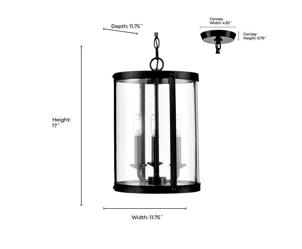 3-Light Foyer Pendant in Matte Black 