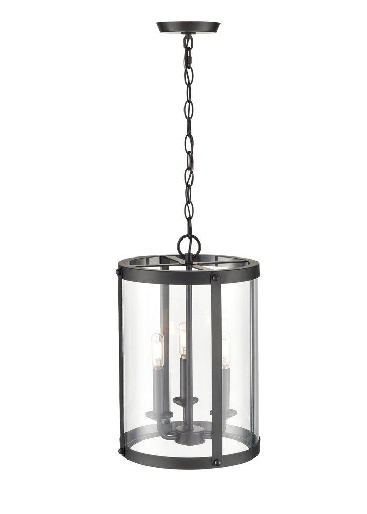 3-Light Foyer Pendant in Matte Black 
